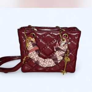 Elegant Burgundy Quilted Handbag